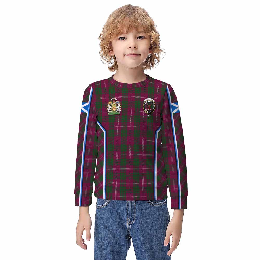 Crawford Tartan Crest Kid Knitted Sweatshirt Scotland Coat of Arm Flag Style - Tartan Vibes Clothing