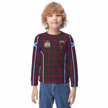 Crawford Tartan Crest Kid Knitted Sweatshirt Scotland Coat of Arm Flag Style - Tartan Vibes Clothing