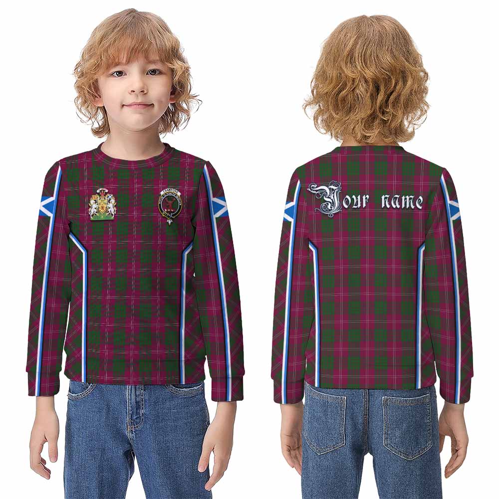 Crawford Tartan Crest Kid Knitted Sweatshirt Scotland Coat of Arm Flag Style - Tartan Vibes Clothing