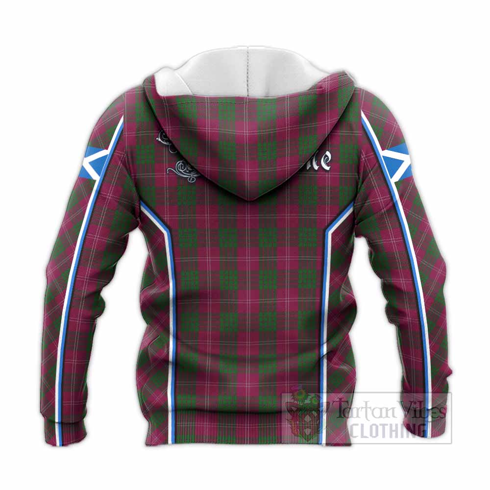 Crawford Tartan Crest Knitted Hoodie Scotland Coat of Arm Flag Style - Tartan Vibes Clothing
