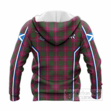 Crawford Tartan Crest Knitted Hoodie Scotland Coat of Arm Flag Style