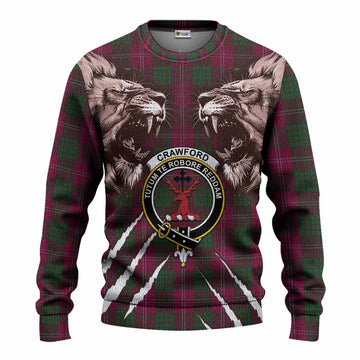 Crawford Tartan Crest Knitted Sweater Ferocious Lion Style
