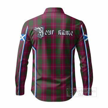 Crawford Tartan Crest Long Sleeve Button Shirts Scotland Coat of Arm Flag Style