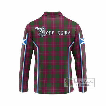 Crawford Tartan Crest Long Sleeve Polo Shirt Scotland Coat of Arm Flag Style