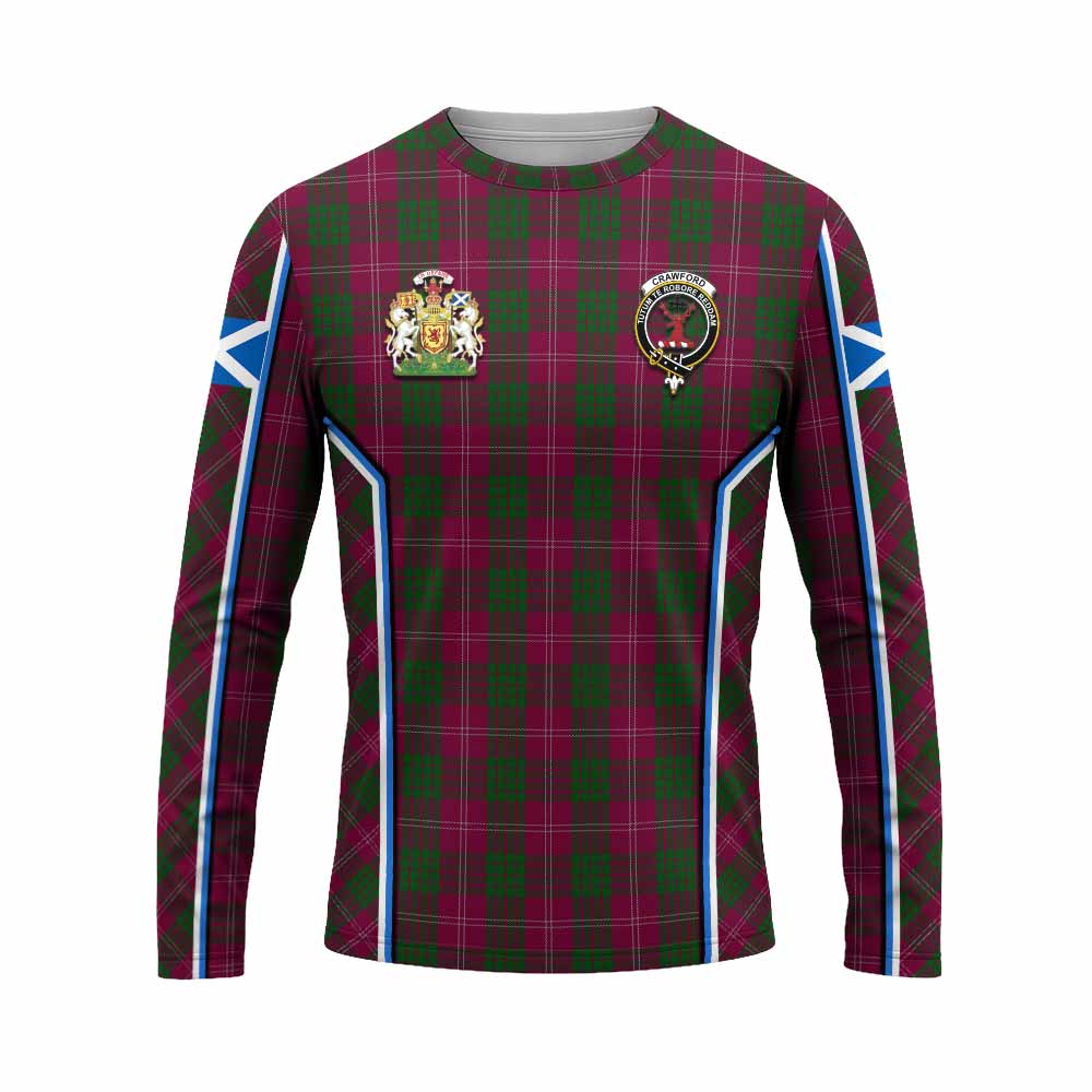 Crawford Tartan Crest Long Sleeve T-Shirt Scotland Coat of Arm Flag Style - Tartan Vibes Clothing