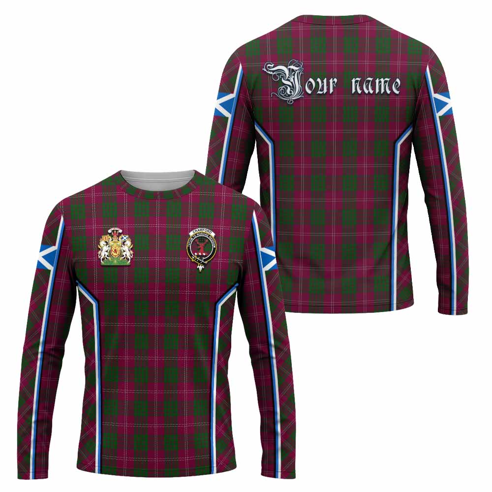 Crawford Tartan Crest Long Sleeve T-Shirt Scotland Coat of Arm Flag Style - Tartan Vibes Clothing