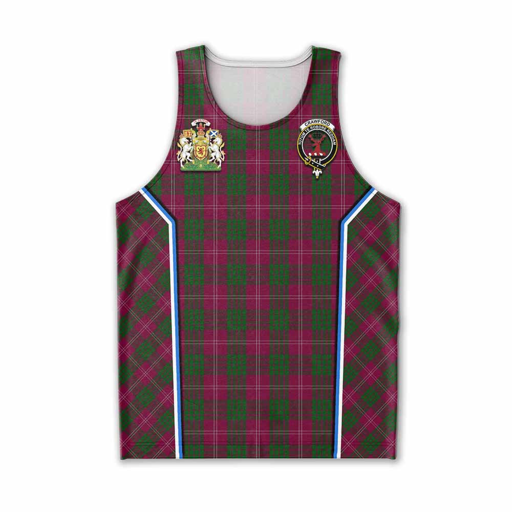 Crawford Tartan Crest Men Tank Top Scotland Coat of Arm Flag Style - Tartan Vibes Clothing
