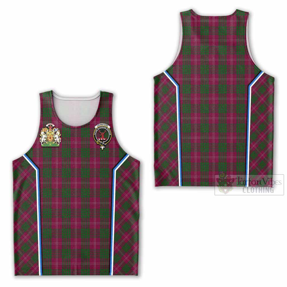 Crawford Tartan Crest Men Tank Top Scotland Coat of Arm Flag Style - Tartan Vibes Clothing
