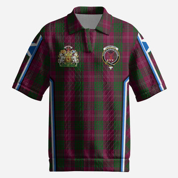 Crawford Tartan Crest Men’s Polo Sweater Top Scotland Coat of Arm Flag Style