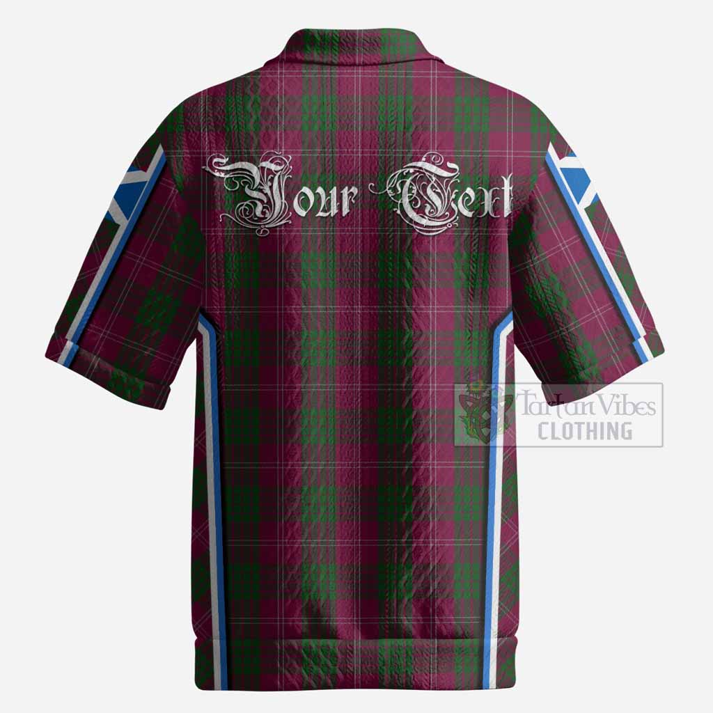 Crawford Tartan Crest Men’s Polo Sweater Top Scotland Coat of Arm Flag Style