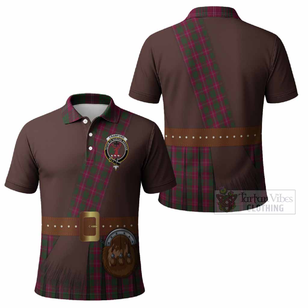 Crawford Tartan Crest Polo Shirt Kilt Costume Style