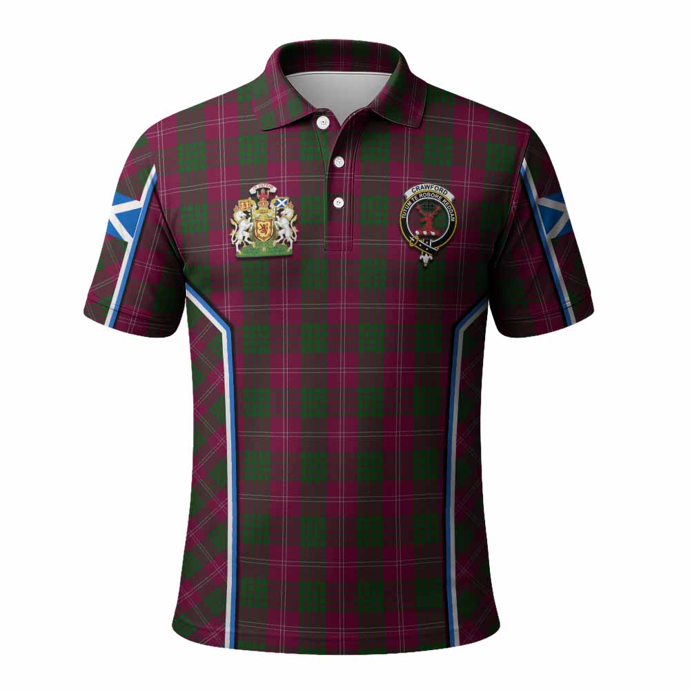 Crawford Tartan Crest Polo Shirt Scotland Coat of Arm Flag Style - Tartan Vibes Clothing