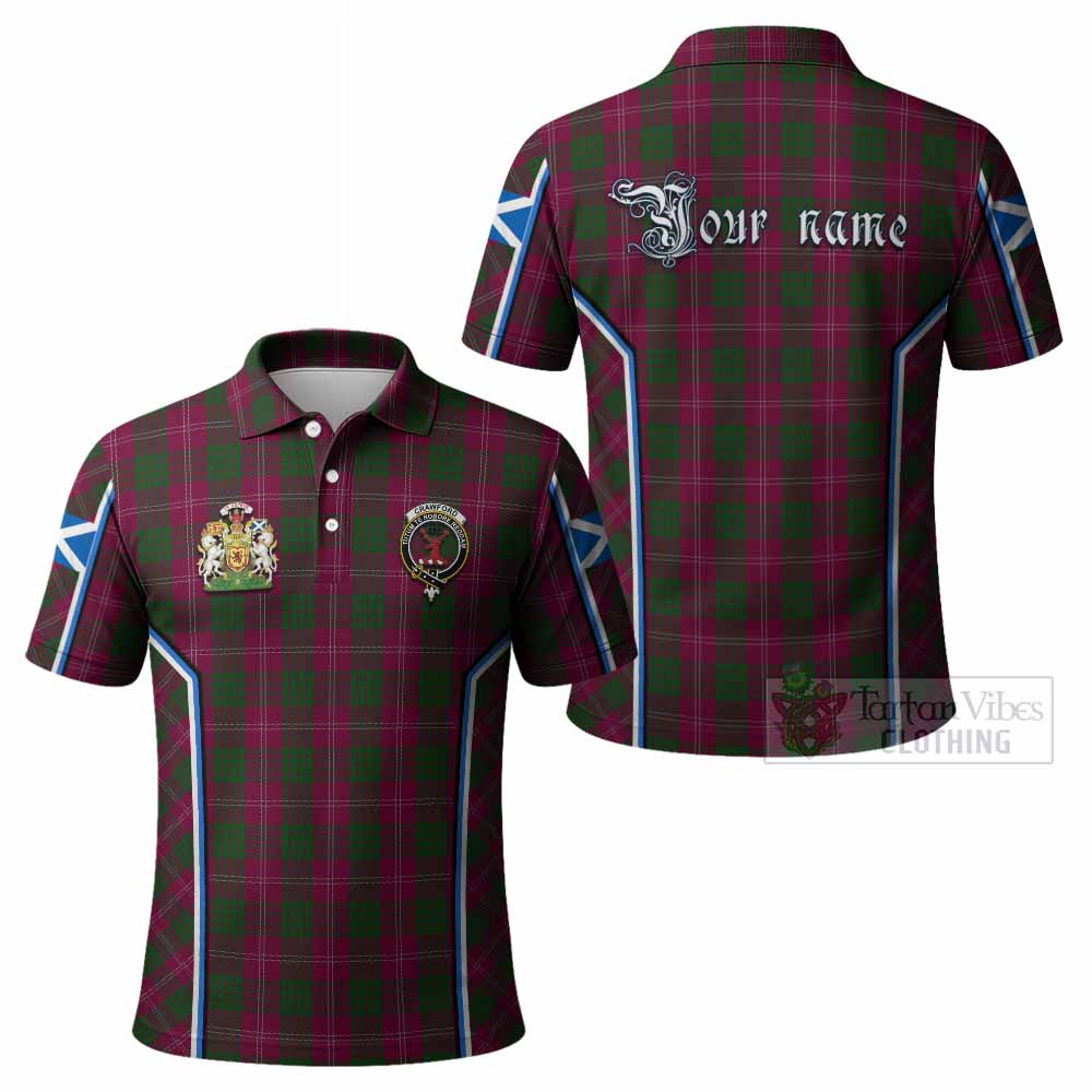 Crawford Tartan Crest Polo Shirt Scotland Coat of Arm Flag Style - Tartan Vibes Clothing