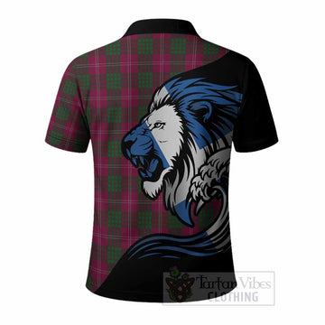 Crawford Tartan Crest Polo Shirt Scottish Golden Lions Wave Flow