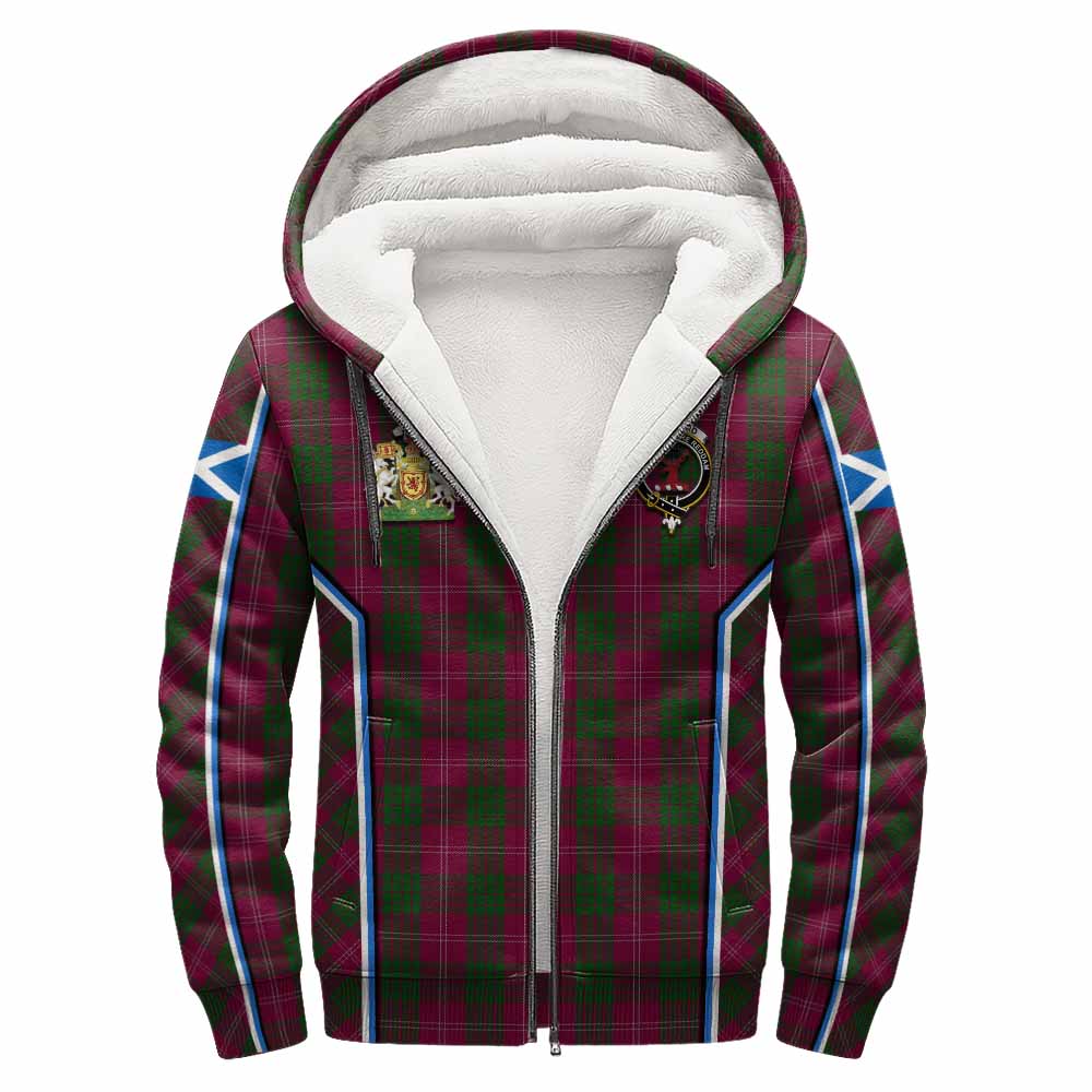 Crawford Tartan Crest Sherpa Hoodie Scotland Coat of Arm Flag Style - Tartan Vibes Clothing