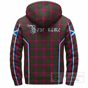 Crawford Tartan Crest Sherpa Hoodie Scotland Coat of Arm Flag Style