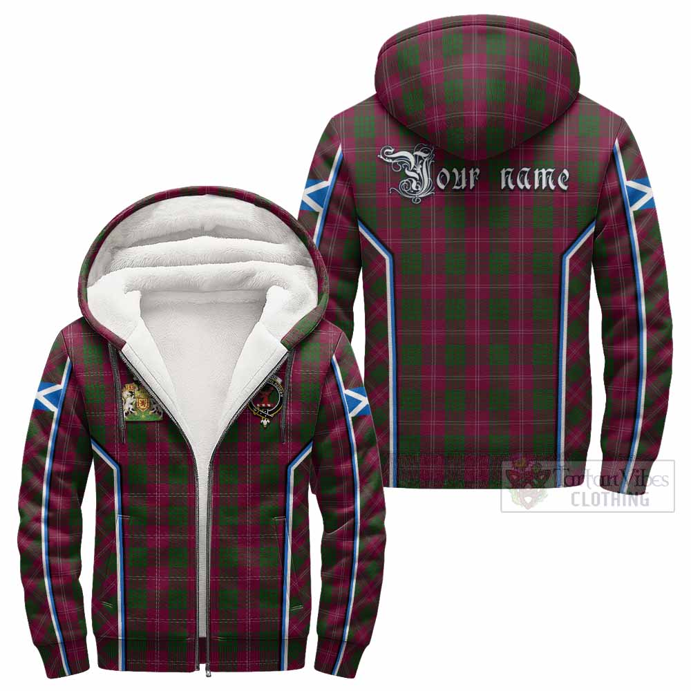 Crawford Tartan Crest Sherpa Hoodie Scotland Coat of Arm Flag Style - Tartan Vibes Clothing