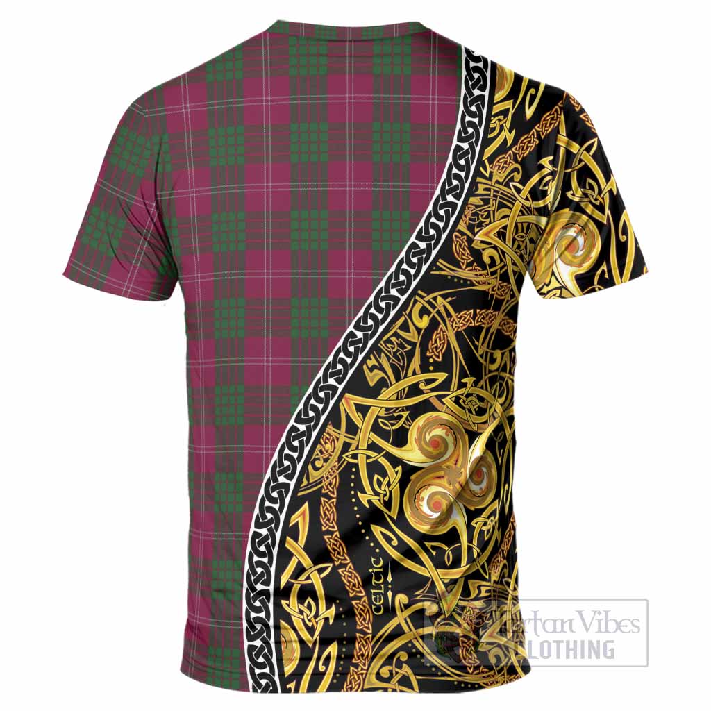 Crawford Tartan Crest T-Shirt Celtic Knot and Triple Trickle Spiral Symbols