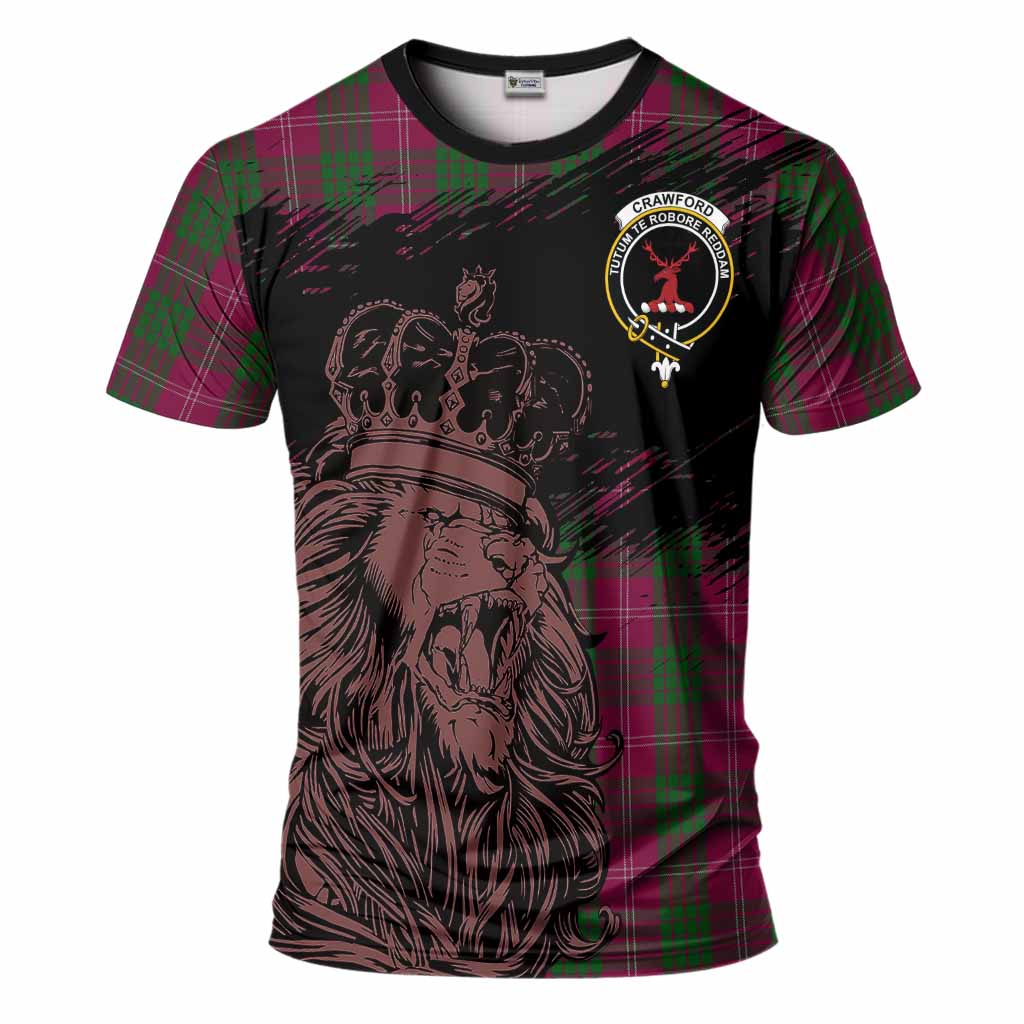 Crawford Tartan Crest T-Shirt Crowned Lion Heritage Style