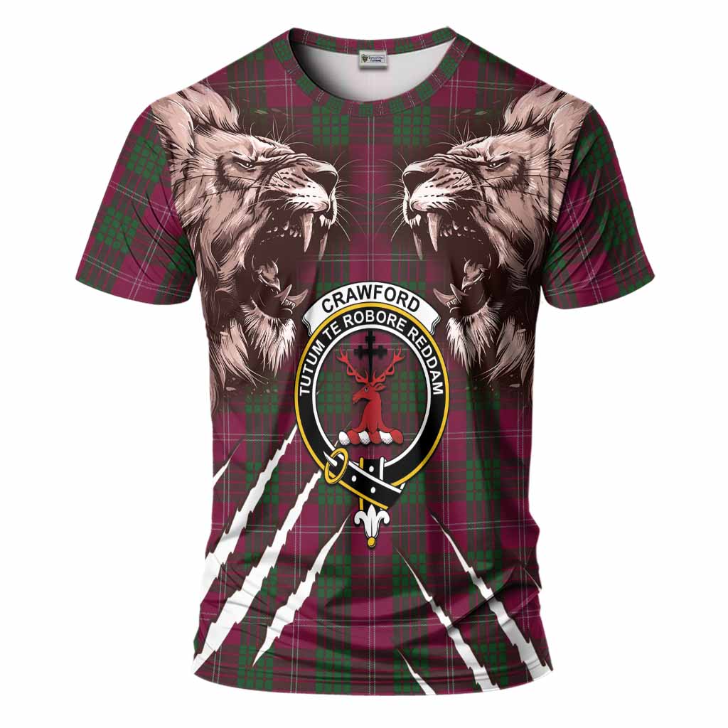 Crawford Tartan Crest T-Shirt Ferocious Lion Style