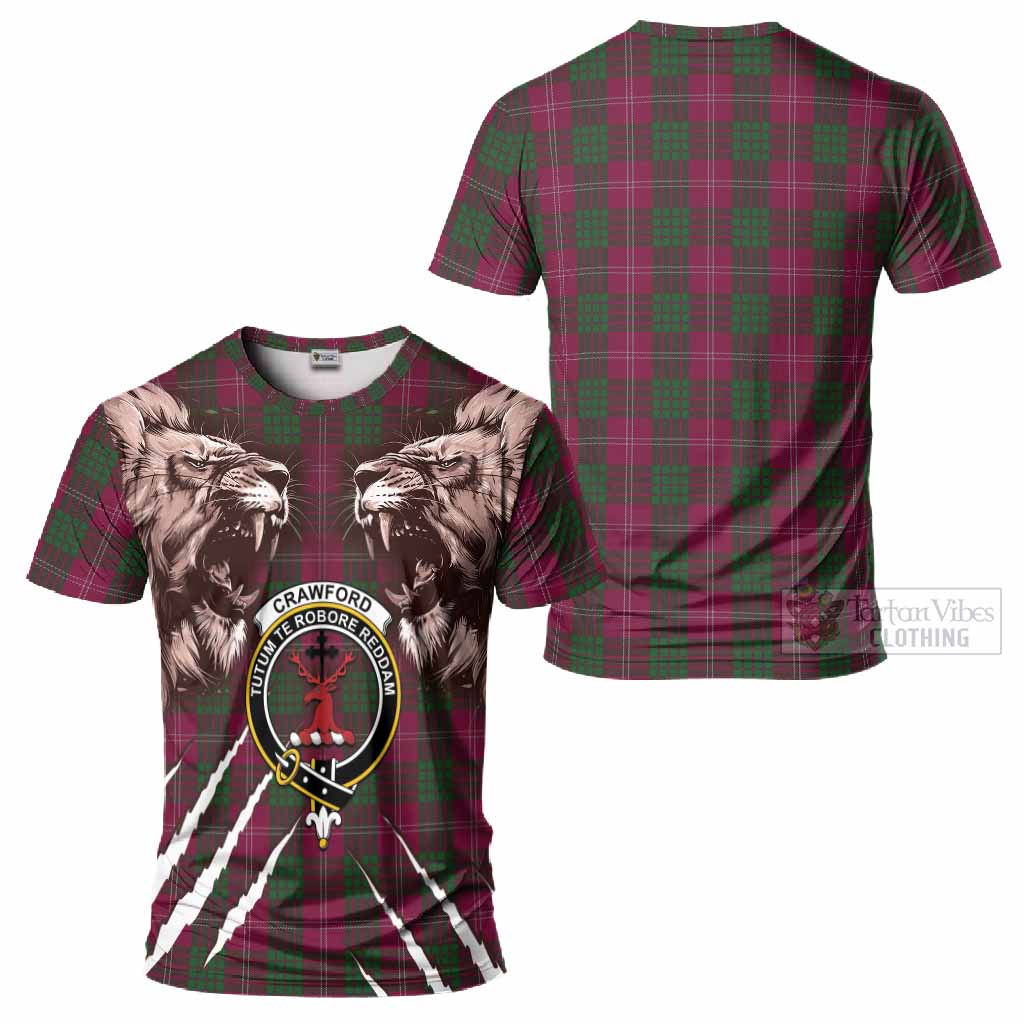 Crawford Tartan Crest T-Shirt Ferocious Lion Style
