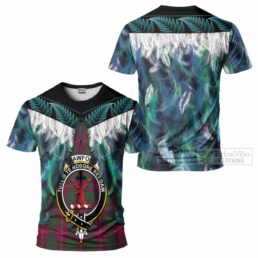Crawford Tartan Crest T-Shirt New Zealand Maori Korowai Cloak
