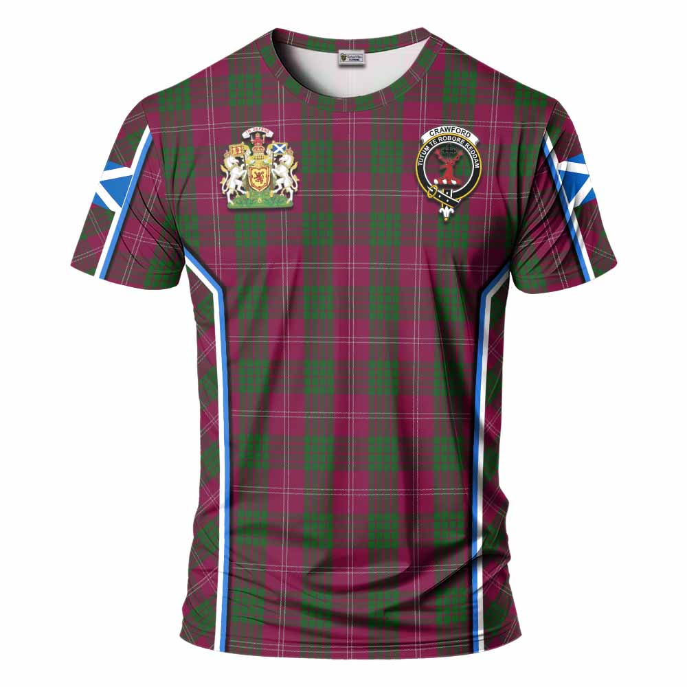 Crawford Tartan Crest T-shirt Scotland Coat of Arm Flag Style - Tartan Vibes Clothing