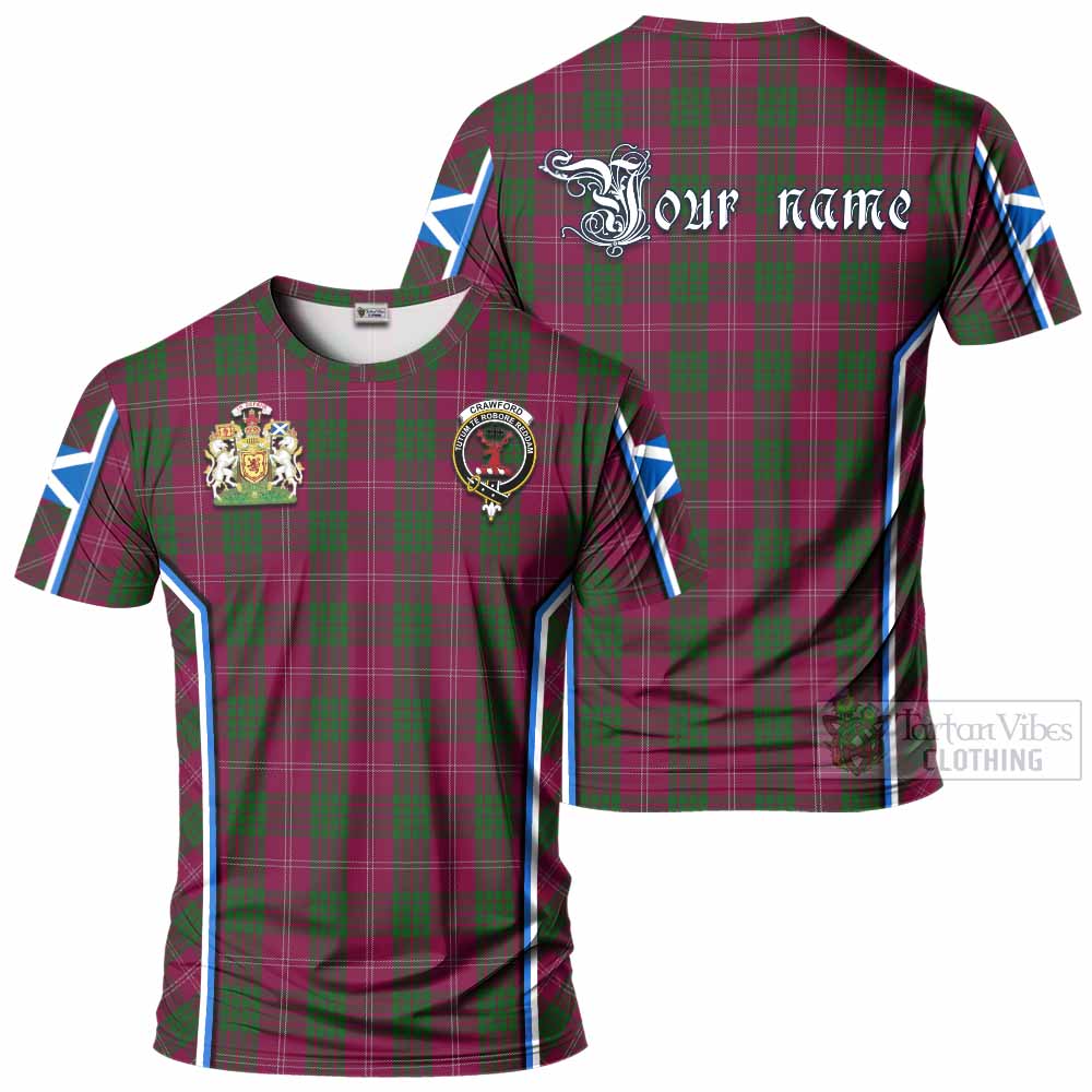 Crawford Tartan Crest T-shirt Scotland Coat of Arm Flag Style - Tartan Vibes Clothing