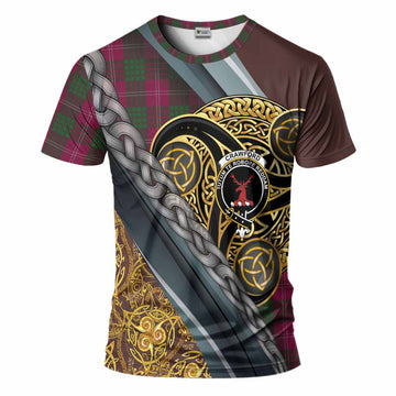 Crawford Tartan Crest T-Shirt Scottish Triskele Celtic