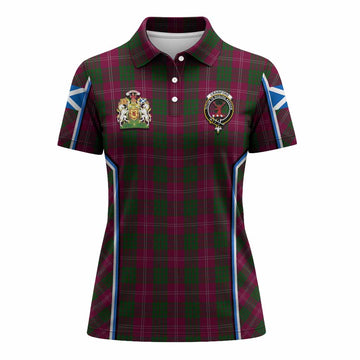 Crawford Tartan Crest Women's Polo Shirt Scotland Coat of Arm Flag Style