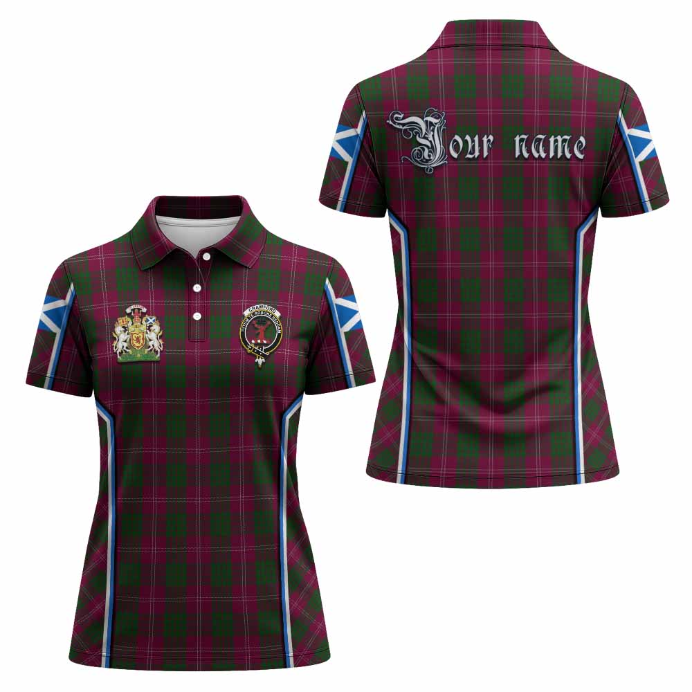 Crawford Tartan Crest Women's Polo Shirt Scotland Coat of Arm Flag Style - Tartan Vibes Clothing