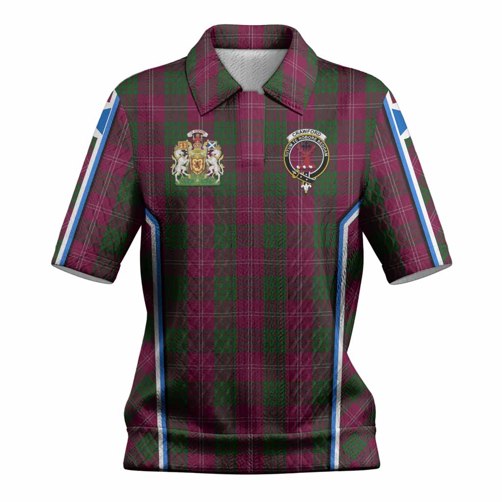 Crawford Tartan Crest Women’s Polo Sweater Top Scotland Coat of Arm Flag Style