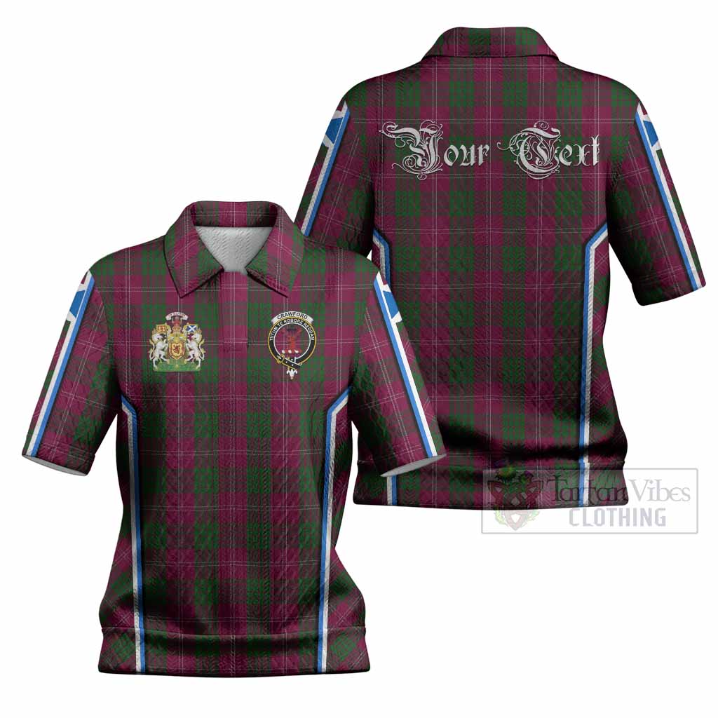 Crawford Tartan Crest Women’s Polo Sweater Top Scotland Coat of Arm Flag Style