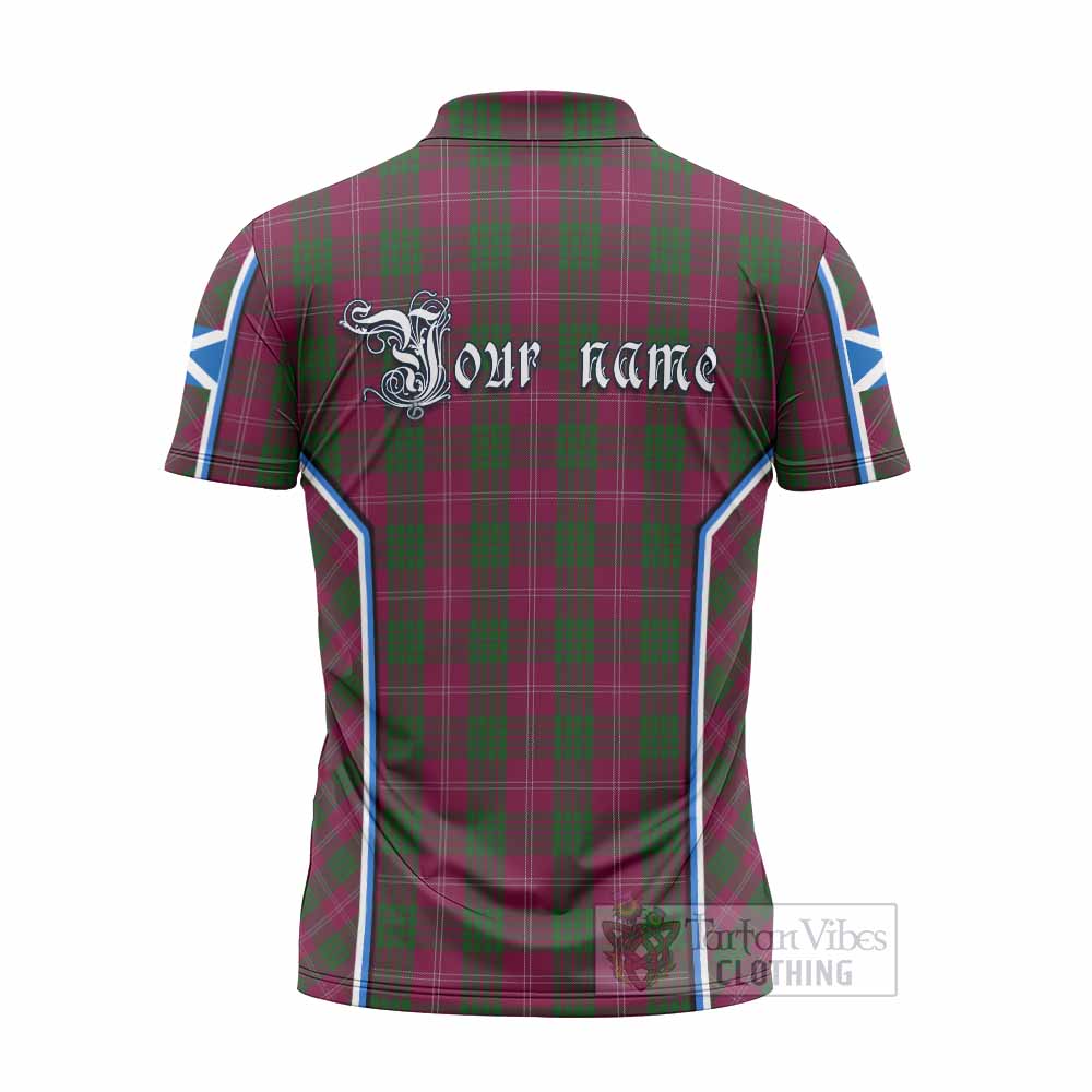 Crawford Tartan Crest Zipper Polo Shirt Scotland Coat of Arm Flag Style - Tartan Vibes Clothing