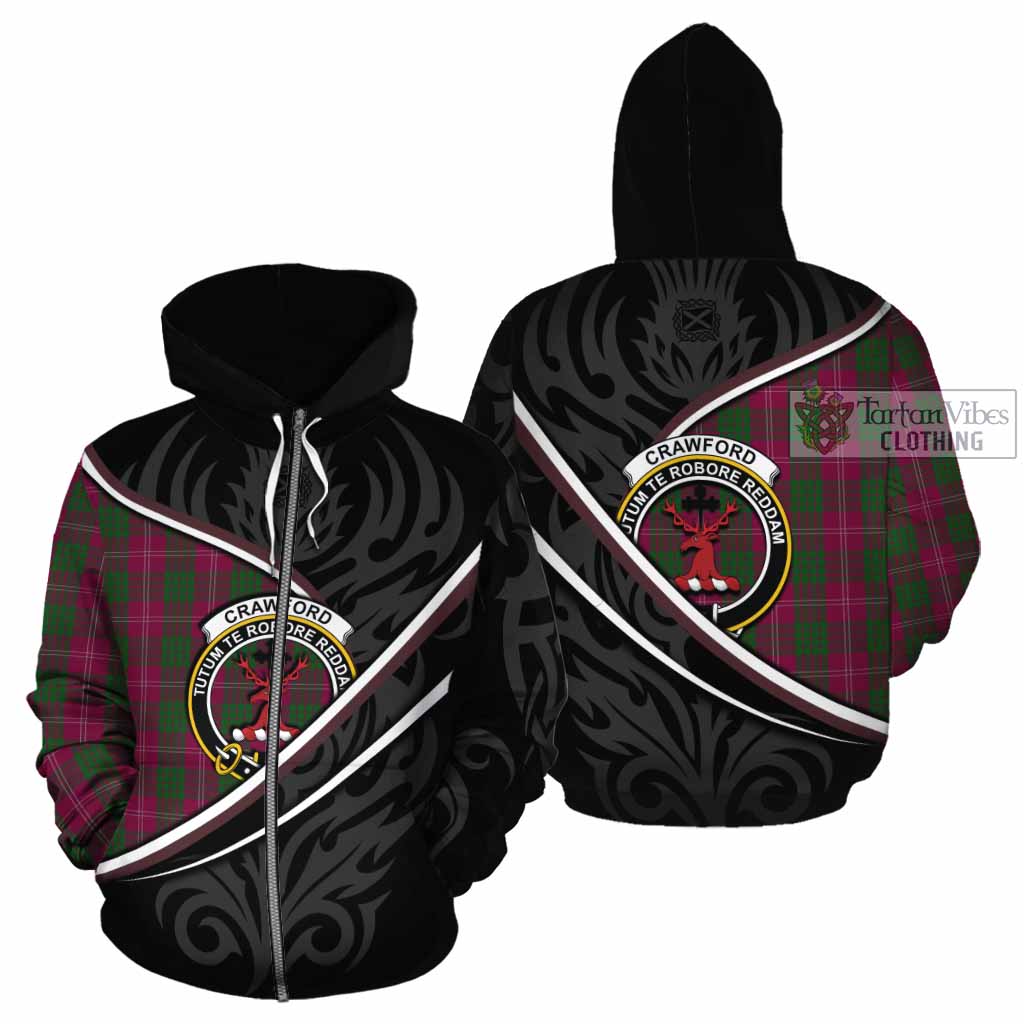 Crawford Tartan Family Crest Cotton Hoodie Celtic Scottish Thistle Floral - Tartan Vibes Clothing