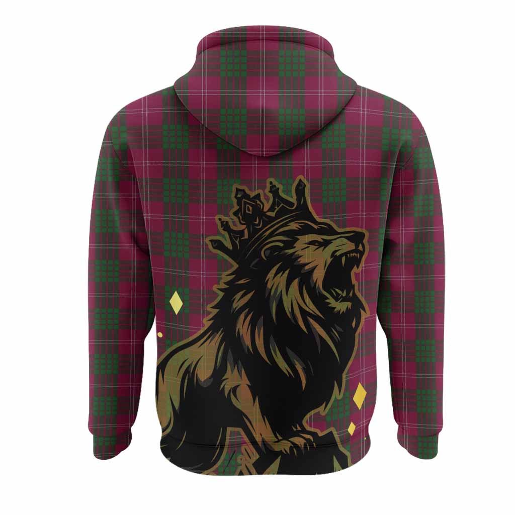 Crawford Tartan Family Crest Hoodie Crowned Lion Roaring