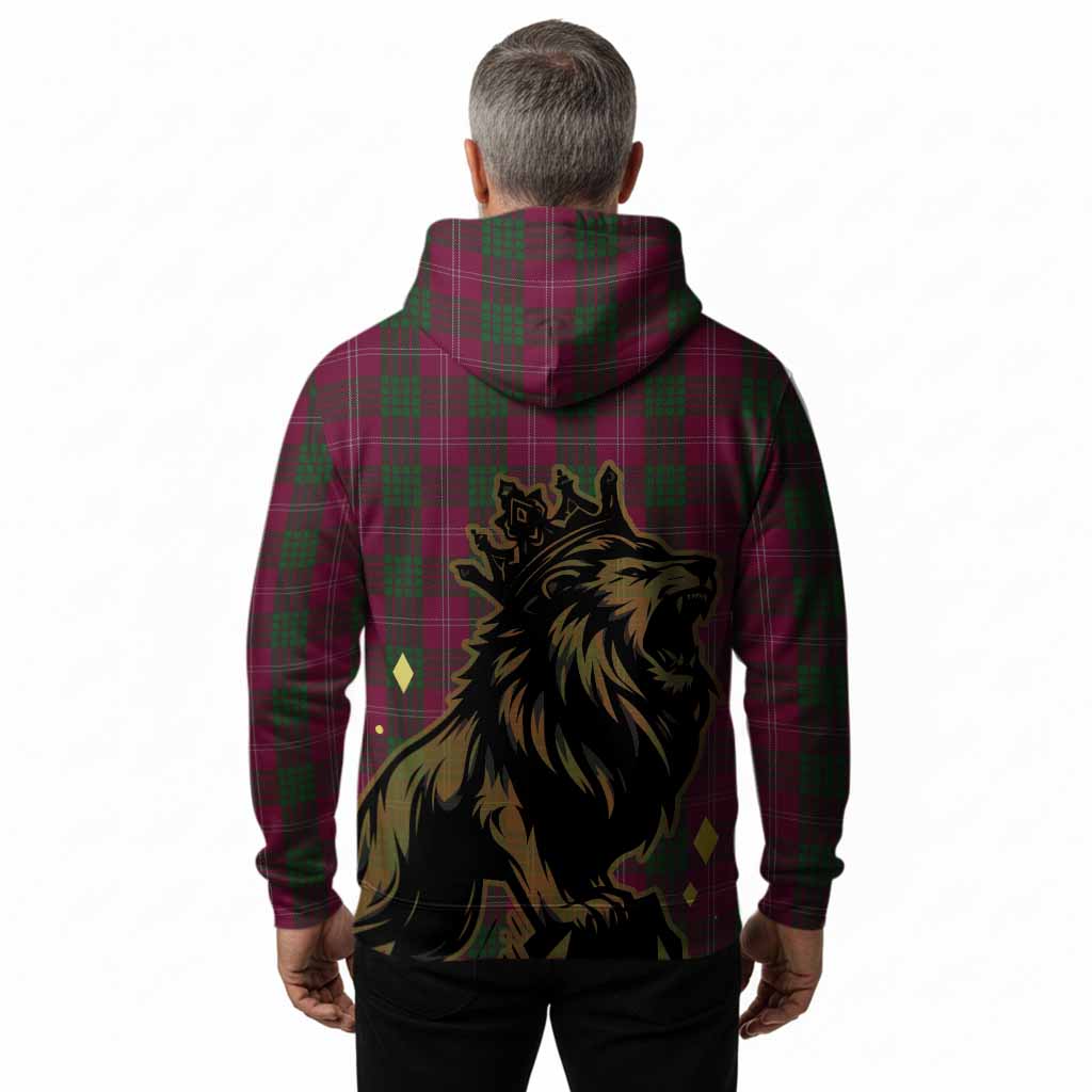 Crawford Tartan Family Crest Hoodie Crowned Lion Roaring