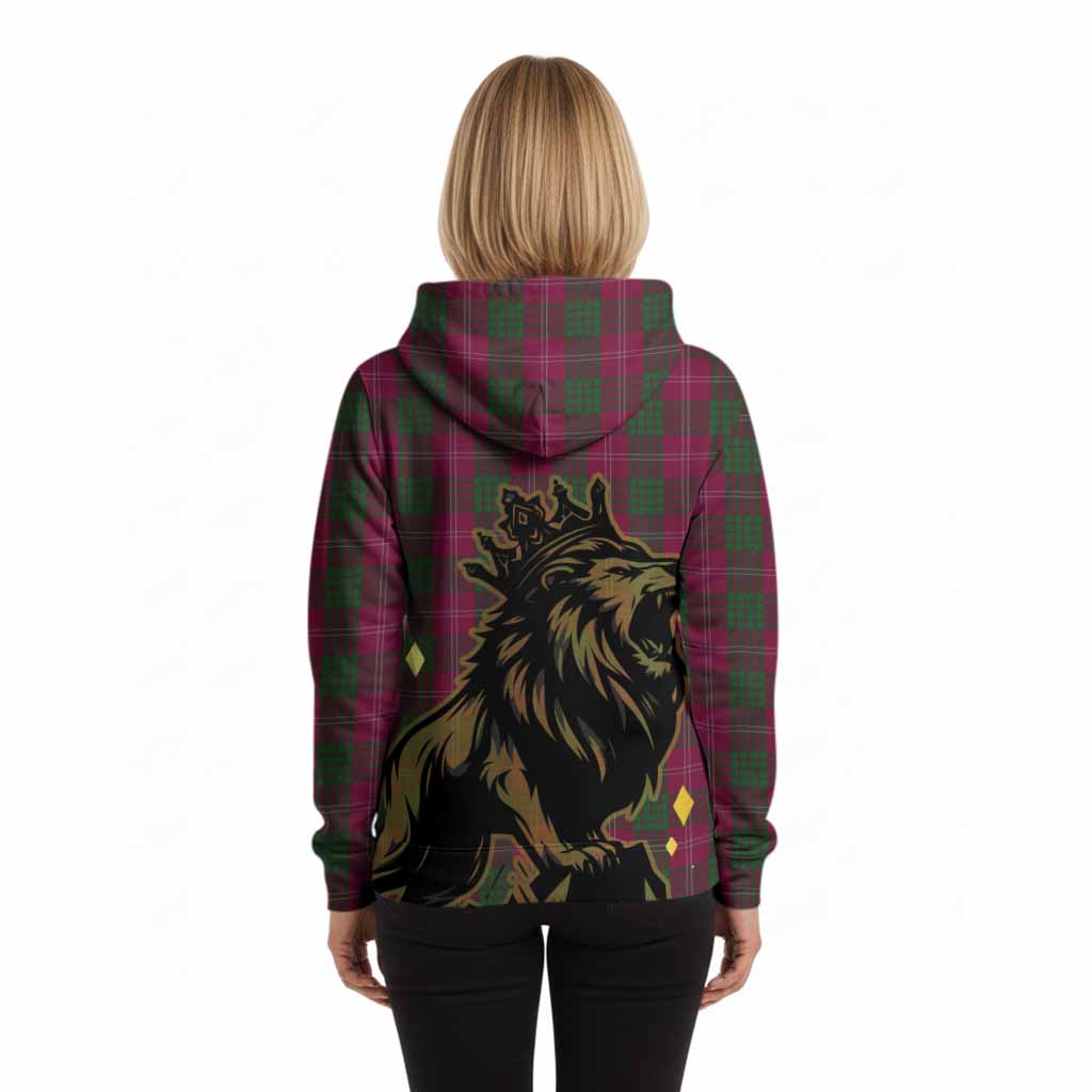 Crawford Tartan Family Crest Hoodie Crowned Lion Roaring