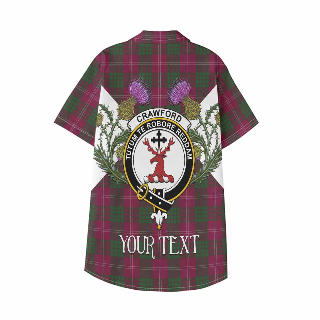 Crawford Tartan Family Crest Kid Hawaiian Shirt Scottish Burns Night Thistle Floral