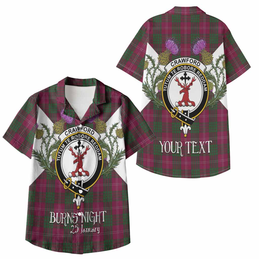 Crawford Tartan Family Crest Kid Hawaiian Shirt Scottish Burns Night Thistle Floral