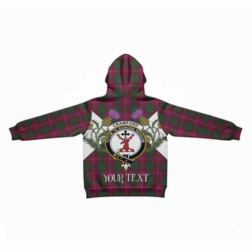Crawford Tartan Family Crest Kid Hoodie Scottish Burns Night Thistle Floral