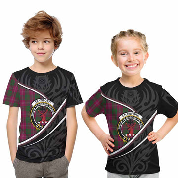 Crawford Tartan Family Crest Kid T-shirt Celtic Scottish Thistle Floral