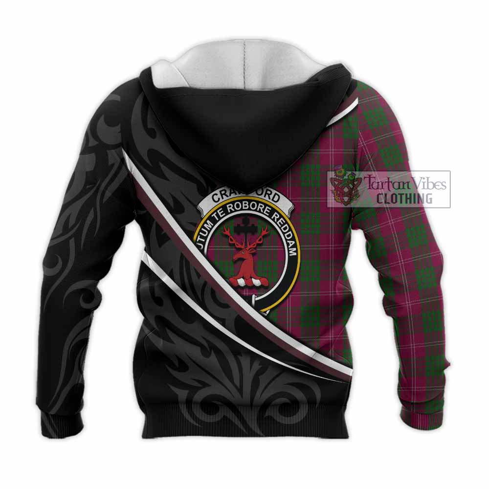 Crawford Tartan Family Crest Knitted Hoodie Celtic Scottish Thistle Floral - Tartan Vibes Clothing