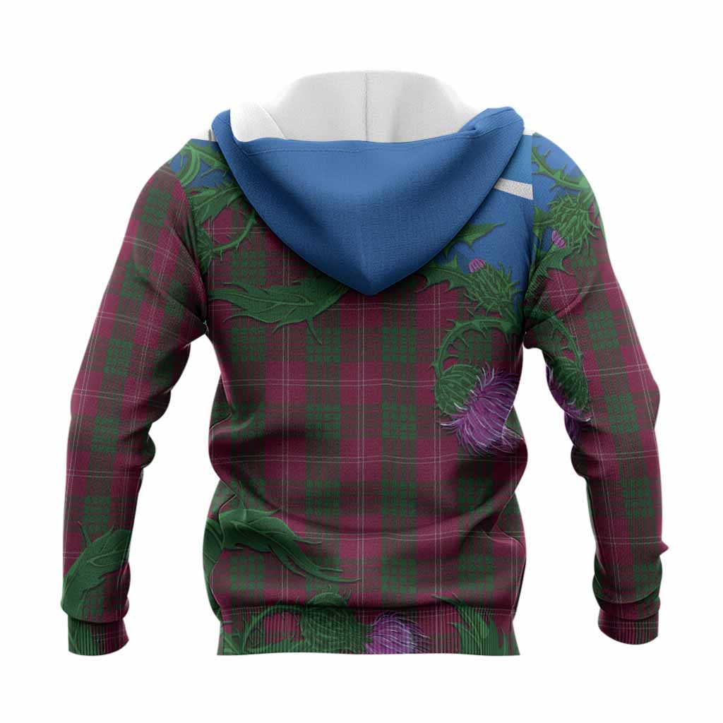 Crawford Tartan Family Crest Knitted Hoodie Thistle in Minimalism