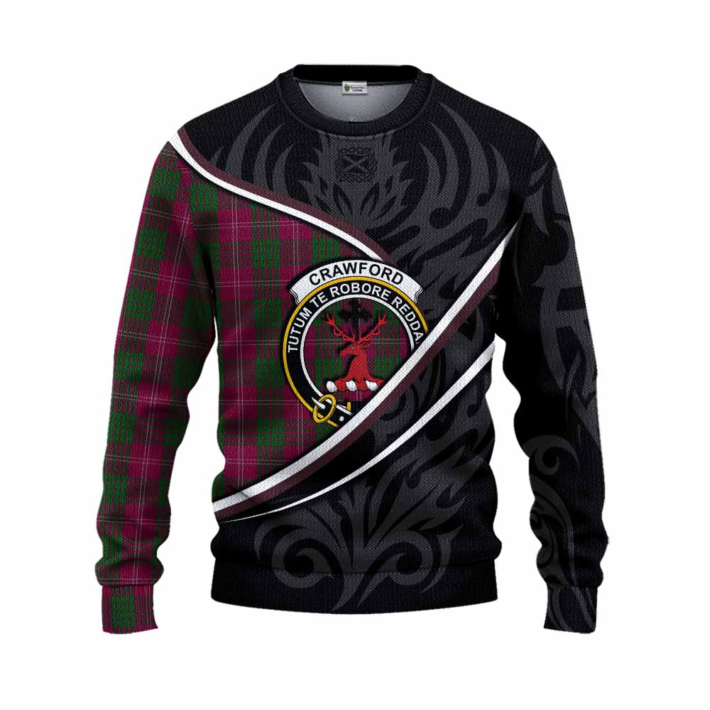 Crawford Tartan Family Crest Knitted Sweater Celtic Scottish Thistle Floral - Tartan Vibes Clothing