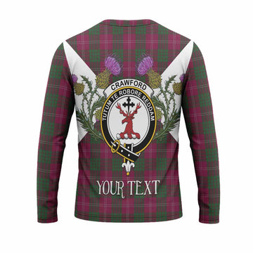 Crawford Tartan Family Crest Long Sleeve T-Shirt Scottish Burns Night Thistle Floral