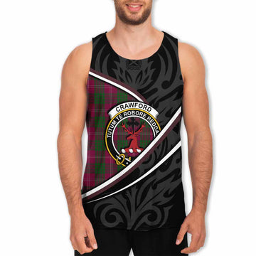 Crawford Tartan Family Crest Men Tank Top Celtic Scottish Thistle Floral