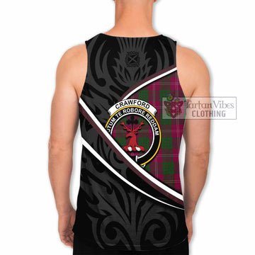 Crawford Tartan Family Crest Men Tank Top Celtic Scottish Thistle Floral