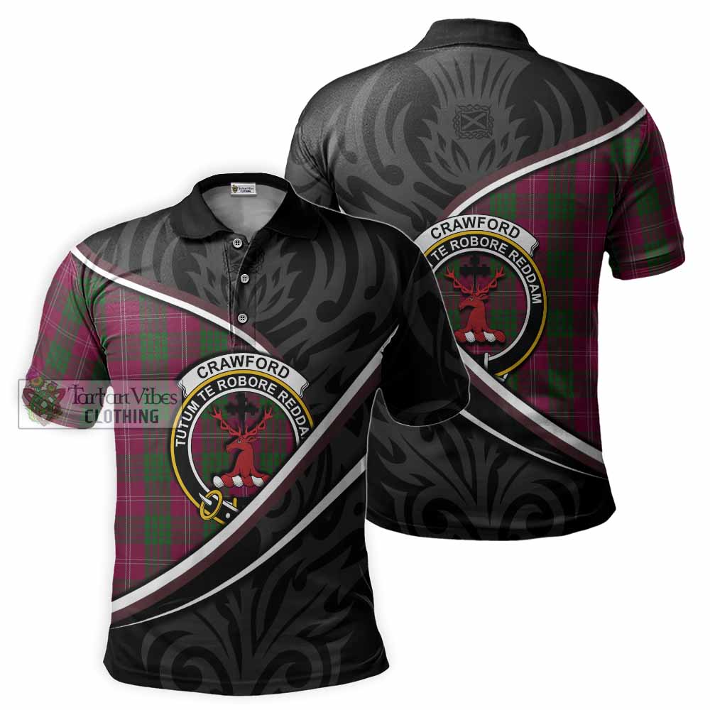 Crawford Tartan Family Crest Polo Shirt Celtic Scottish Thistle Floral - Tartan Vibes Clothing