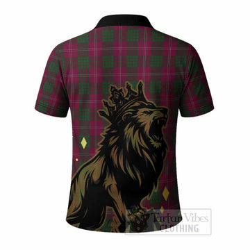 Crawford Tartan Family Crest Polo Shirt Crowned Lion Roaring